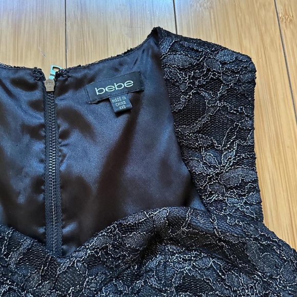 Bebe black and silver lace peplum top XXS - Picture 7 of 7